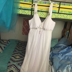 White long Grecian wedding or prom dress